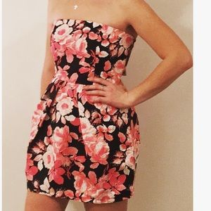 Forever 21 Strapless Rose Print Dress